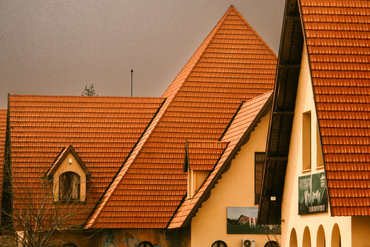 Alpine-style houses with red roofs in Ifrane, Middle Atlas, Morocco