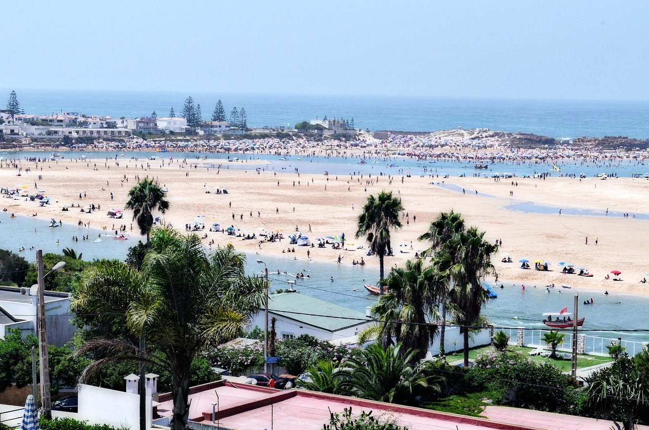 Sandy beach and Atlantic seascape at Oualidia, south of El Jadida, Morocco
