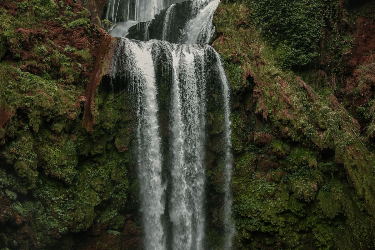 Ouzoud Falls cascading through lush greenery in the Beni Mellal-Khenifra region of Morocco