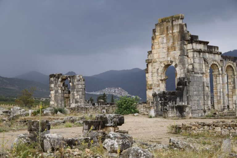 Roman basilica ruins at Volubilis near Fes and Meknes, Morocco